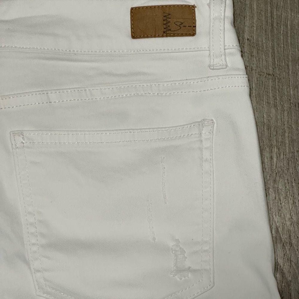 Women's Supplies 10 Medium Shorts Jeans Bermuda Destroyed White Denim Stretch - Picture 7 of 9